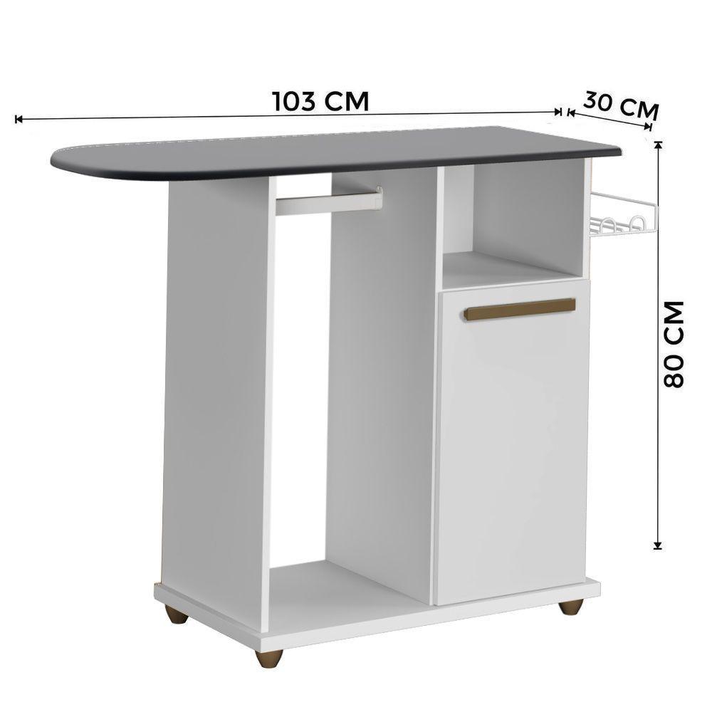 Tábua De Passar 1 Porta Macapá Arte Móveis Branco Branco - 2