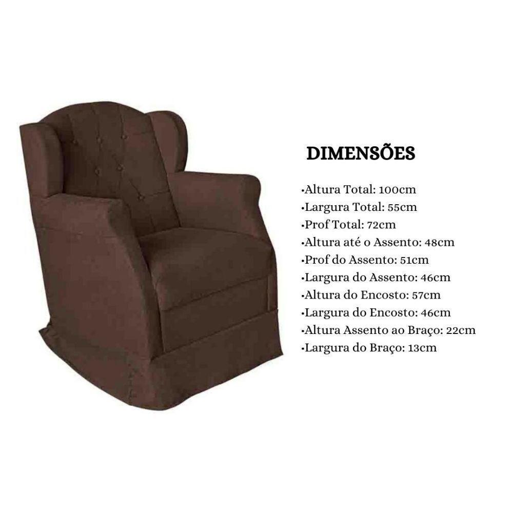 Poltrona Amamentação Com Balanço E Puff Luxo Suede Manuela Cor:marrom - 6