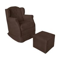 Poltrona Amamentação Com Balanço E Puff Luxo Suede Manuela Cor:marrom - 1