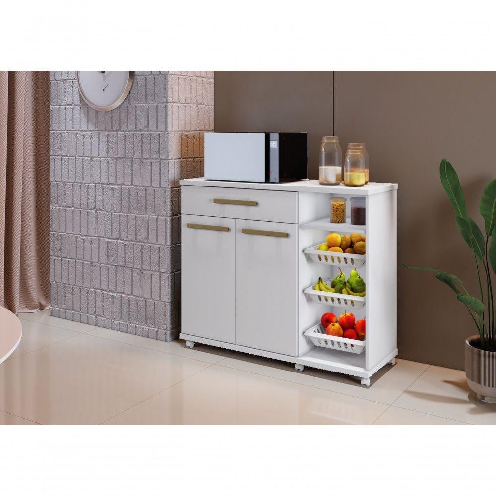 Fruteira Salinas 01 Gaveta 02 Portas E 03 Cestoss Removíveis Arte Móveis Branco - 3