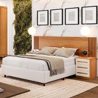 Cabeceira Valência Ripada E 2 Mesas De Cabeceiras Benetil Cinamomo-off White - 4