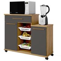 Fruteira Teresina Arte Móveis 2 Portas 1 Gaveta 3 Cestos Cinamomo-grafite - 1