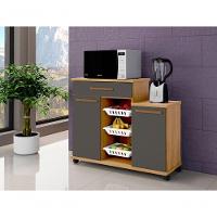 Fruteira Teresina Arte Móveis 2 Portas 1 Gaveta 3 Cestos Cinamomo-grafite - 3