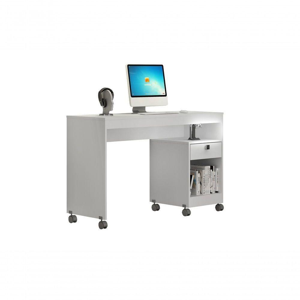 Mesa Para Computador 01 Gaveta Com Rodizio Giga Valdemoveis Branco - 1