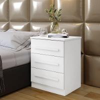 Mesa De Cabeceira 03 Gavetas Império Benetil Branco - 3