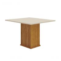 Mesa De Jantar 4 Lugares Tampo Mdf-vidro Napoli 90cm Moveis Leifer Cadeiras Não Inclusas Freijó-freijó Decor-off White - 1