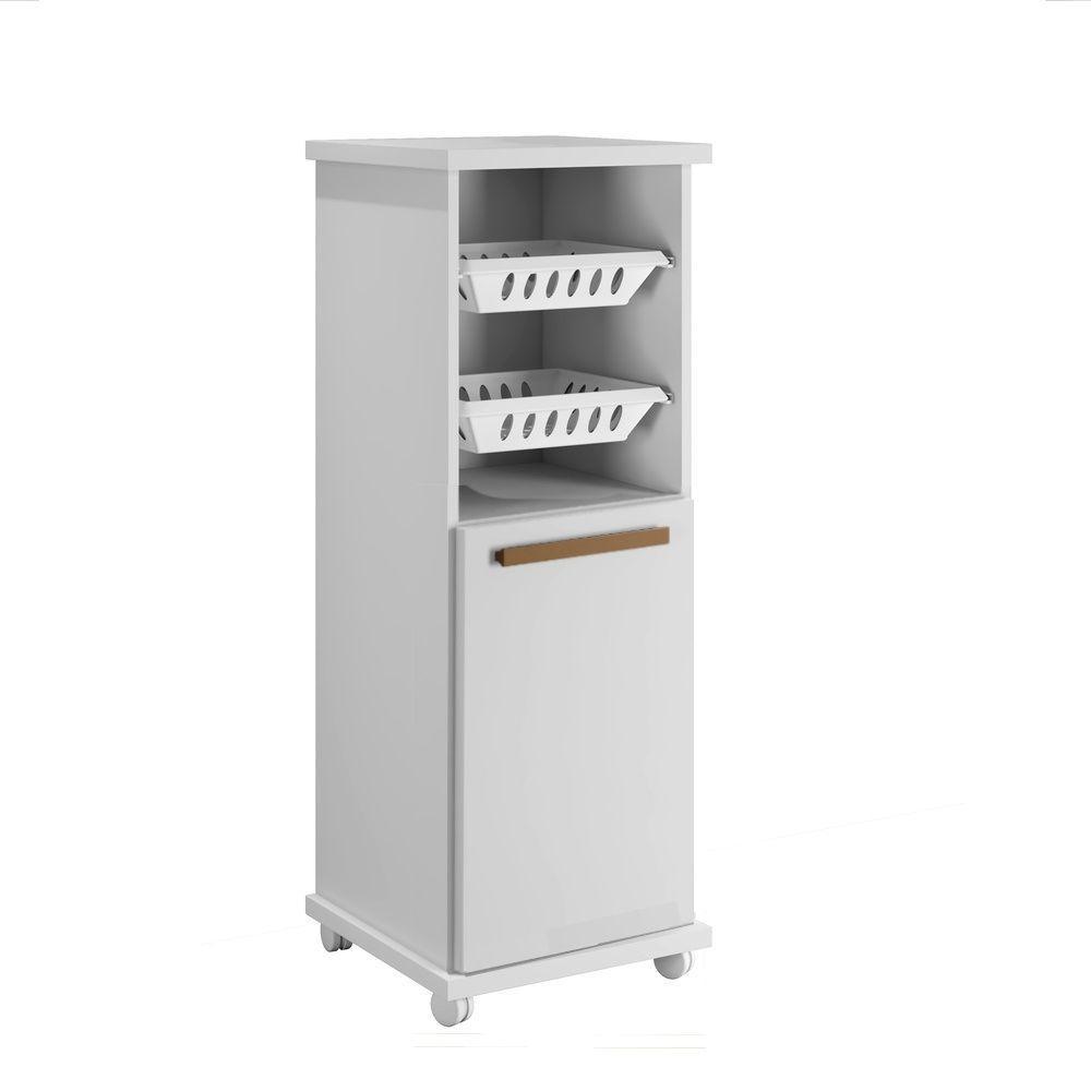 Armário Cozinha Com Fruteira Paraná 1 Porta 1 Prateleira 2 Cestos Arte Móveis Branco - 1