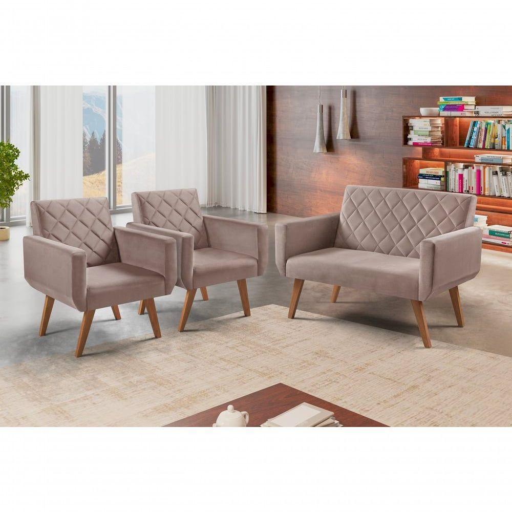 Conjunto Anabelle 2 Poltronas De 1 Lugar 1 Poltrona 2 Lugares Braço Unidecor Cappuccino - 4