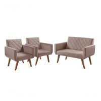 Conjunto Anabelle 2 Poltronas De 1 Lugar 1 Poltrona 2 Lugares Braço Unidecor Cappuccino - 1