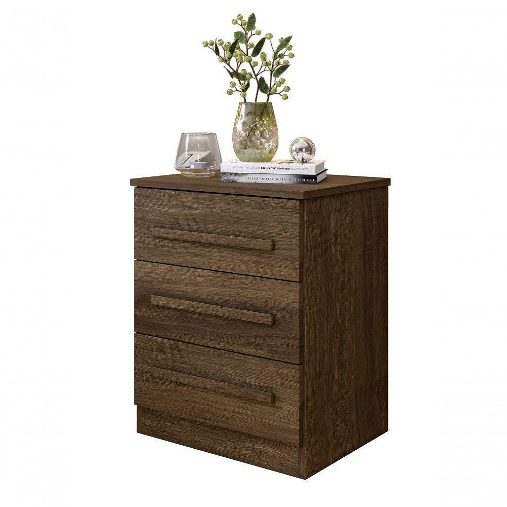 Mesa De Cabeceira 03 Gavetas Império Benetil Imbuia - 1