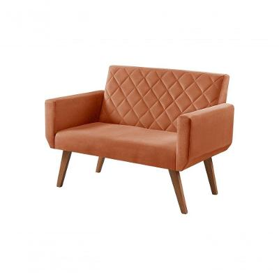 Poltrona Namoradeira 2 Lugares Anabelle Terracota Suede Unidecor