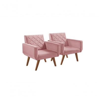 Kit 2 Poltronas Giratórias Anabelle Suede Rosa Unidecor