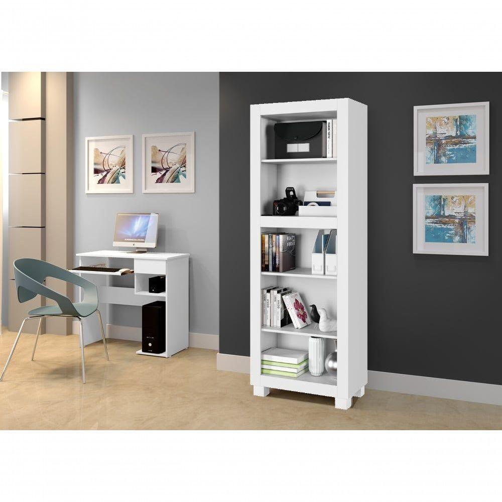 Estante Para Livros Multiuso 4 Prateleiras Dubai Arte Móveis Branco - 3