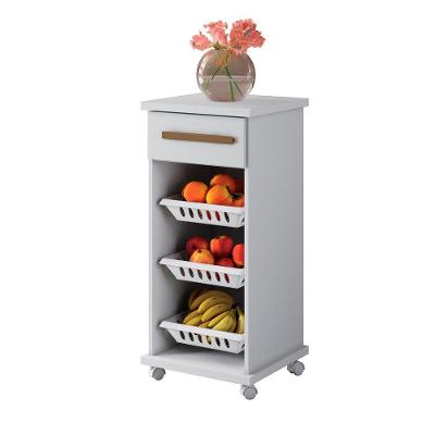 Fruteira Curitiba Branca Arte Móveis 1 Gaveta 3 Cestos Branco