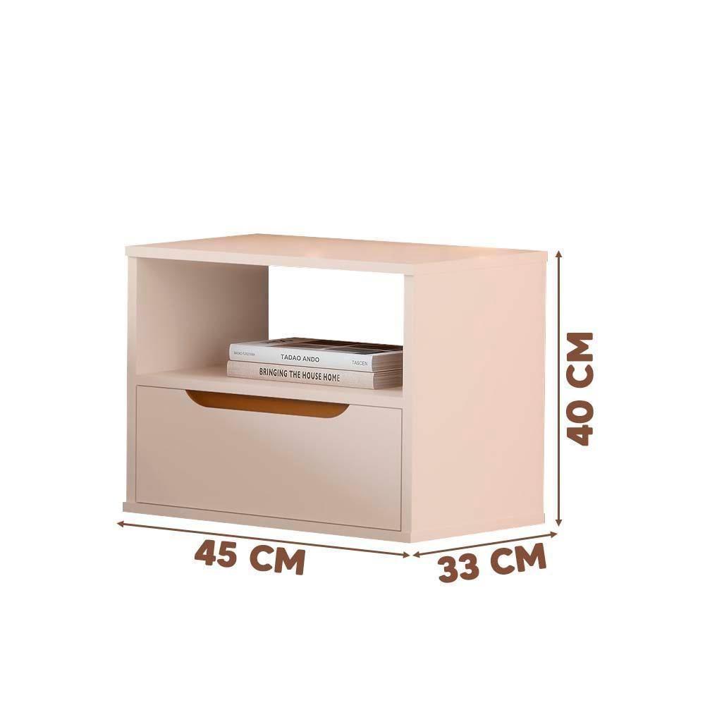 Mesa De Cabeceira Suspensa Parede 1 Gaveta Branco Pérola - 4