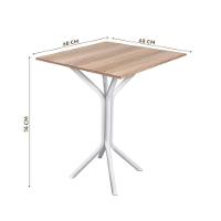 Mesa Com 4 Cadeiras De Aço Cozinha De Jantar Pequena Branco - Branco E Carvalho - 4