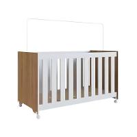 Berço Em Mdf Com Rodízios E Mosquiteiro Nogal Branco E Oak - 2