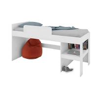 Cama Infantil Com Cabaninha E Prateleira Multiuso Branco - 2