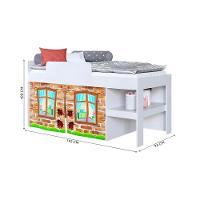 Cama Infantil Com Cabaninha E Prateleira Multiuso Branco - 4