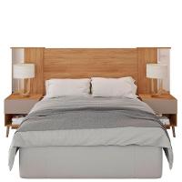 Cabeceira De Casal Extensível King Com 2 Mesas De Cabeceira - 2