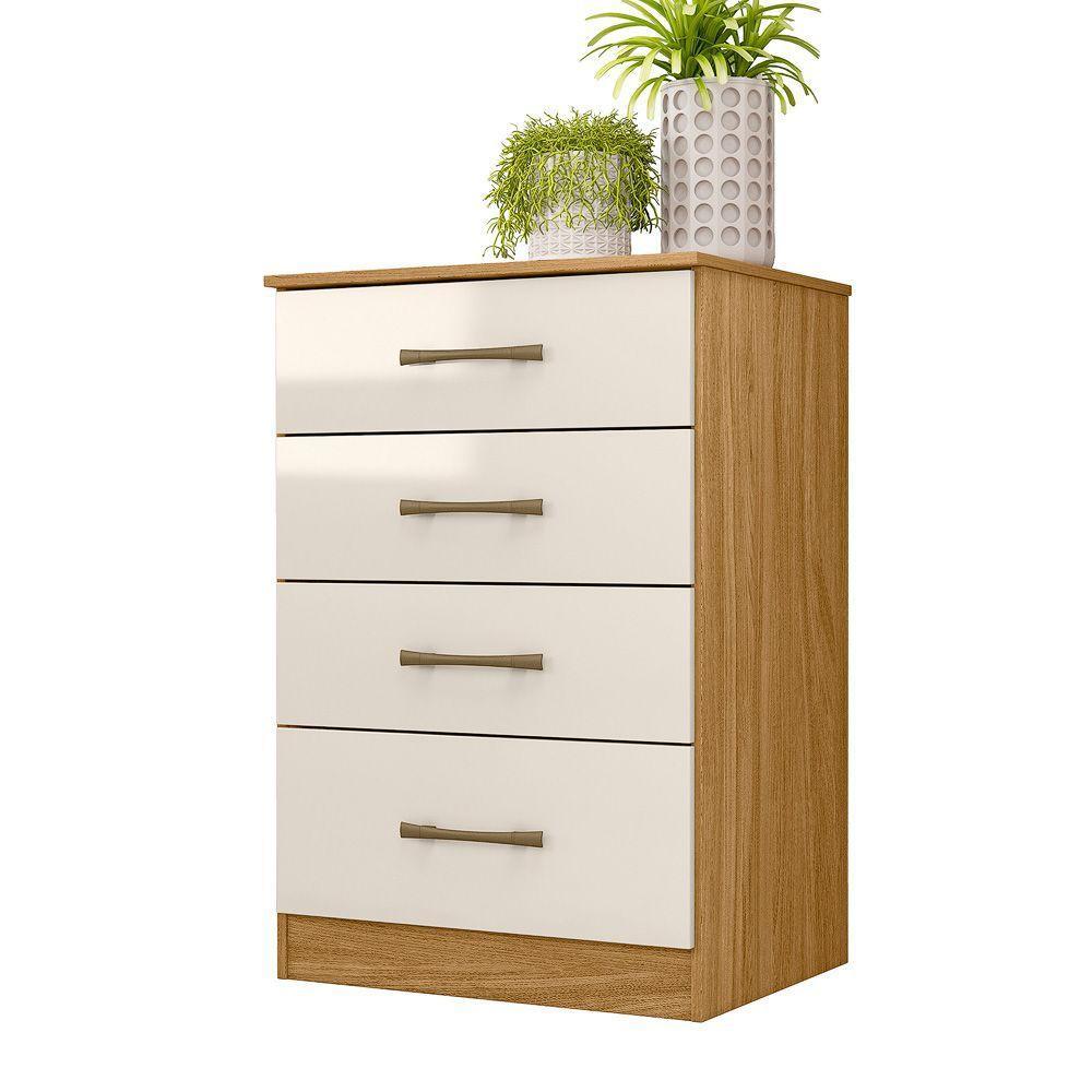 Cômoda Ms913 Organizadora Roupa Para Quarto 4 Gavetas Freijó/offwhite - 2
