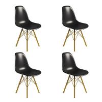 Conjunto 4 Cadeiras Eames Tubo Ferro Dourado Assento Preto - 1