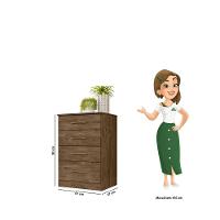 Cômoda Ms913 Organizadora Roupa Para Quarto 4 Gavetas Castanho - 3