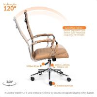 Cadeira Escritório Esteirinha Presidente Charles Eames Kit 02 Unidades Bege