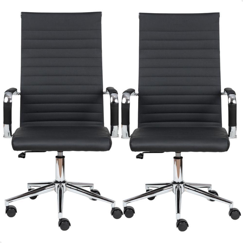 Cadeira Escritório Esteirinha Presidente Charles Eames Kit 02 Unidades Preto - 1