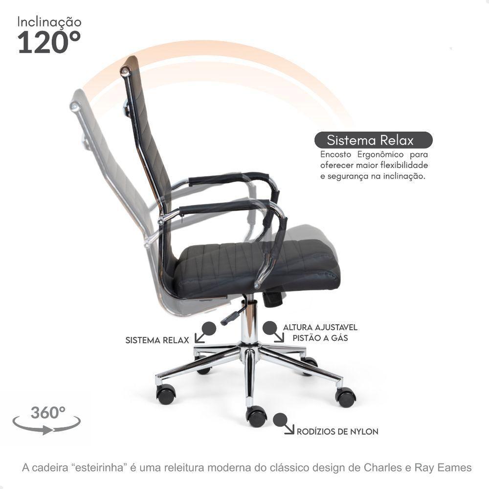Cadeira Escritório Esteirinha Presidente Charles Eames Kit 02 Unidades Preto - 4