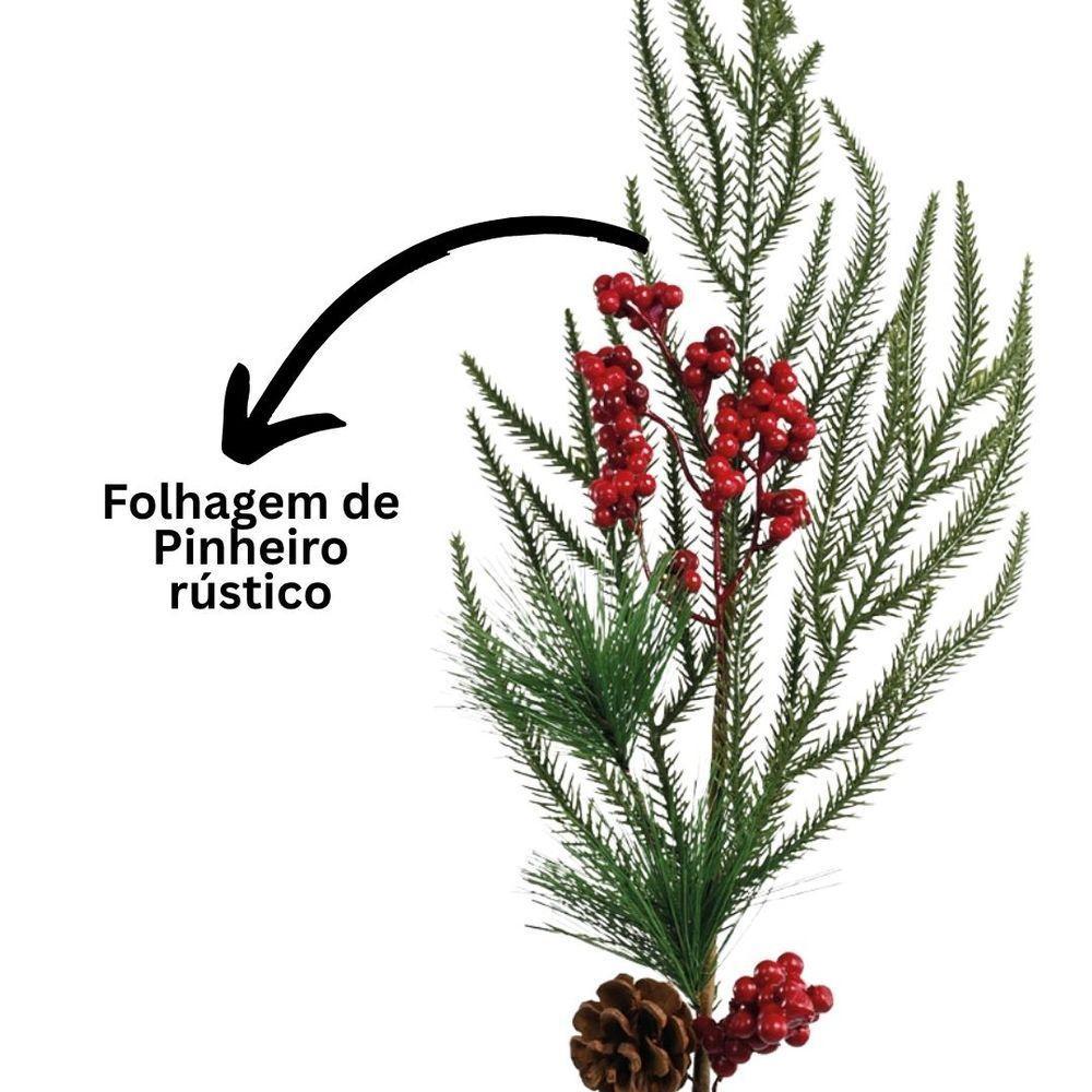 Jogo 2 Galhos Natal Folhagens Mix Rústico Berries E Pinha 88cm - Magizi - 4
