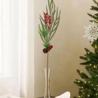 Jogo 2 Galhos Natal Folhagens Mix Rústico Berries E Pinha 88cm - Magizi - 2