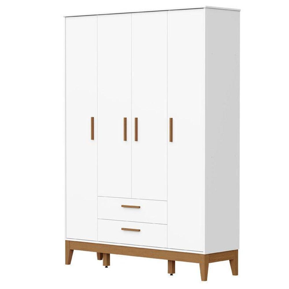 Guarda Roupa Infantil Flip 4 Portas Com Cômoda Gaveteiro Infantil Flip Branco Acetinado - Reller - 2