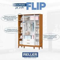 Guarda Roupa Infantil 4 Portas Com Berço Americano Flip Branco Acetinado Savana Com Colchão Gazin - Reller