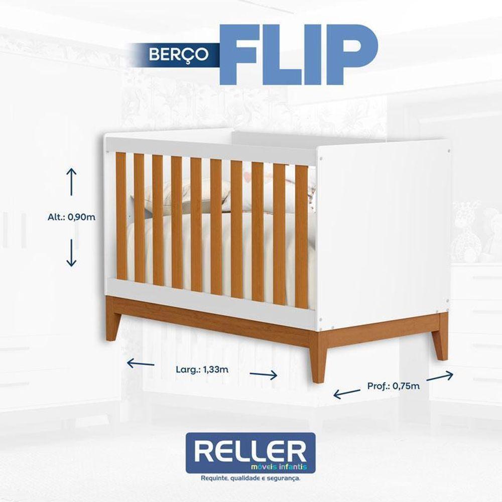 Guarda Roupa Infantil 3 Portas Com Berço Americano Flip Branco Acetinado Savana Com Colchão Gazin - Reller - 10