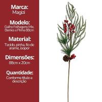 Galho Natal Folhagens Mix Rústico Berries E Pinha 88cm - Magizi - 6