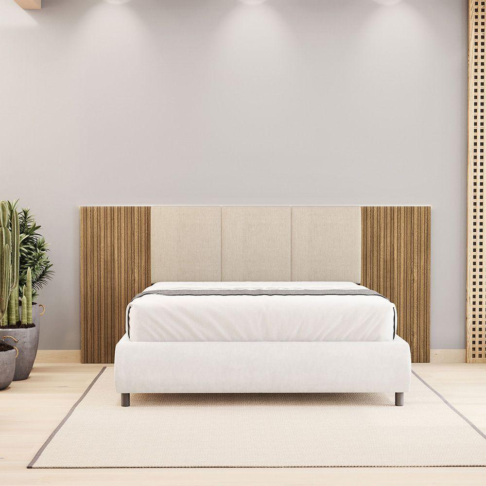 Cabeceira Casal Queen Cama Box 268cm Ripado Selma Linho V01 - D'rossi Brisa E Cinza - 1