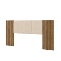 Cabeceira Casal Queen Cama Box 268cm Ripado Selma Linho V01 - D'rossi Brisa E Cinza