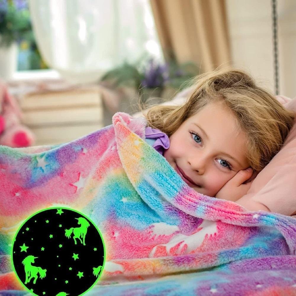Manta Magica Cobertor Brilha No Escuro Infantil Macia Iluminada Unicornio Estrelas Ceu Meninas - 2