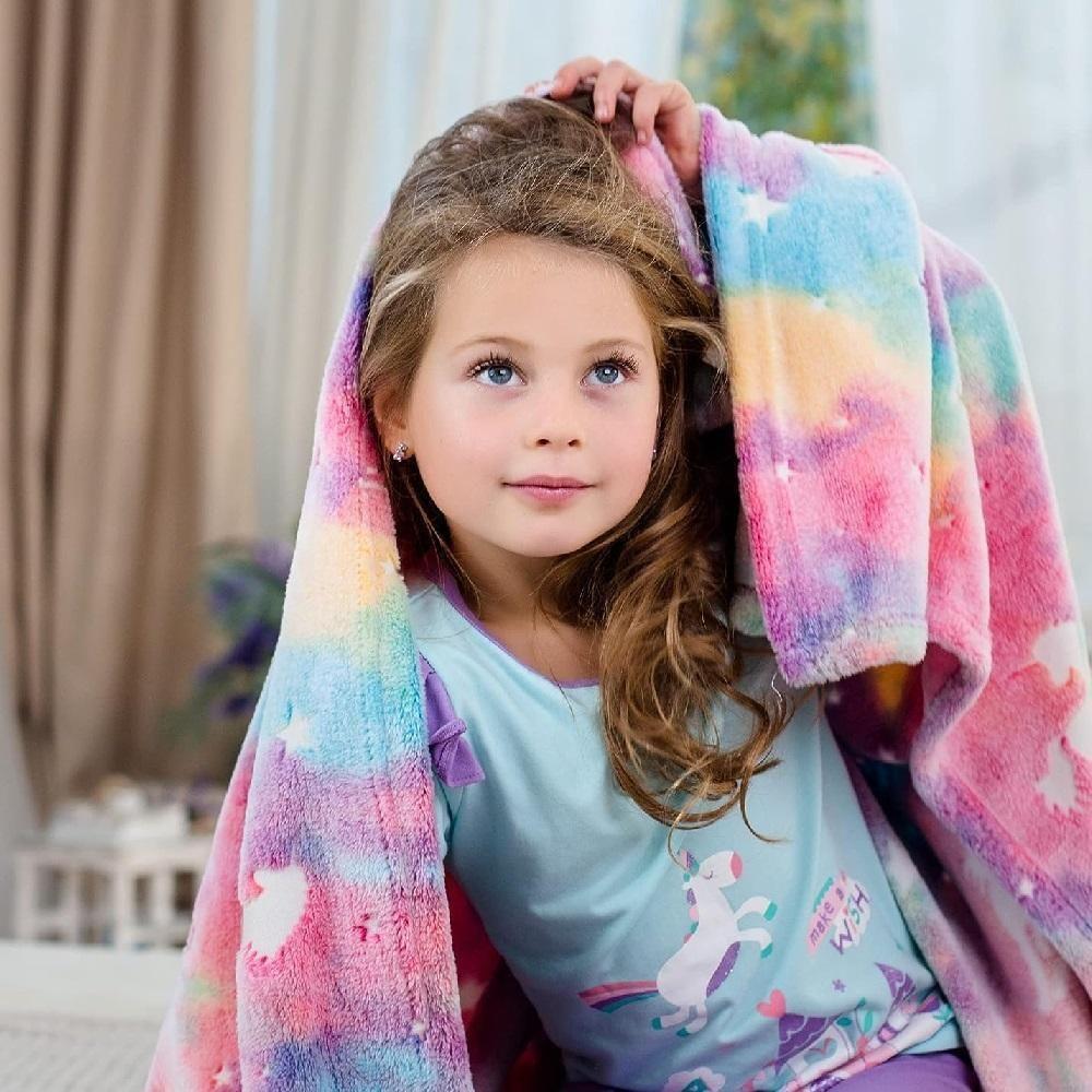 Manta Magica Cobertor Brilha No Escuro Infantil Macia Iluminada Unicornio Estrelas Ceu Meninas - 7