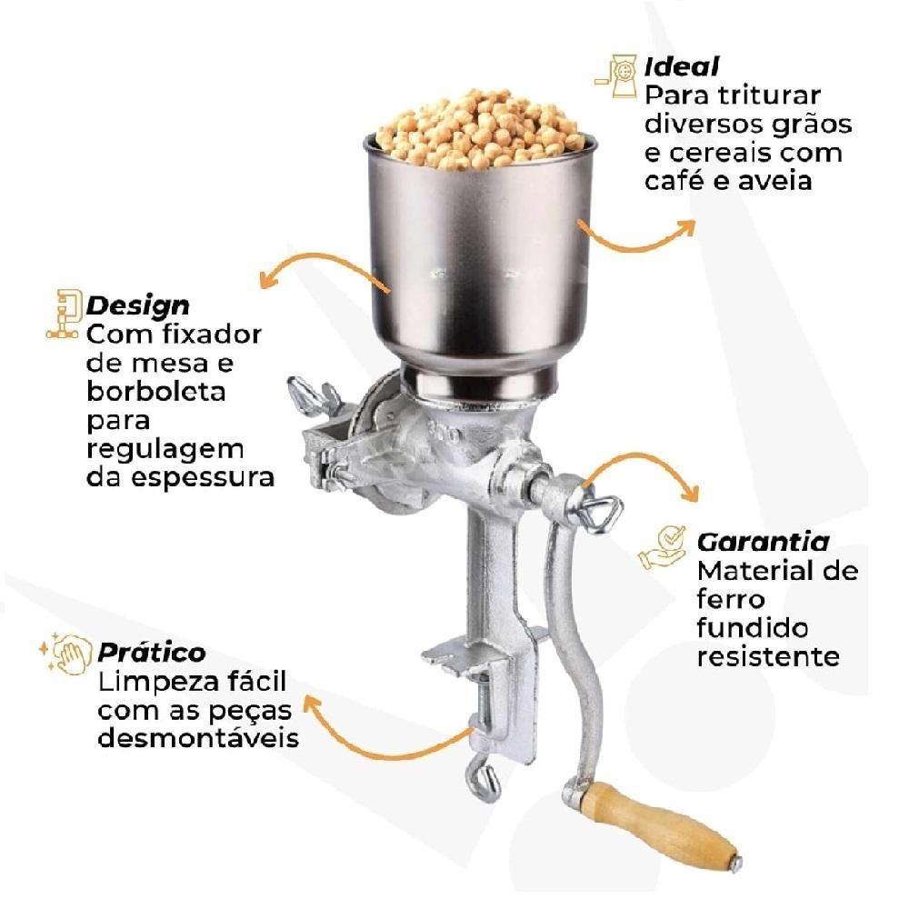 Moedor Cereais Profissional Moinho Manual Triturador Milho Cafe Graos Soja Temperos Cozinha Feira Ferro Manivela Complet - 5