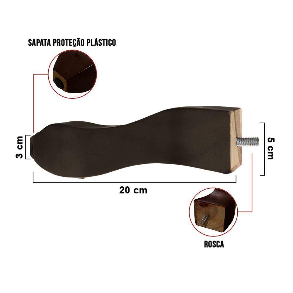 Kit 04 Pés Retrô Tabaco 20cm Com Rosca Metal Para Móveis D10 - D'rossi - 4