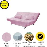 Sofá Cama Casal Com Almofadas 3 Lugares Melina Suede Rosê - 7