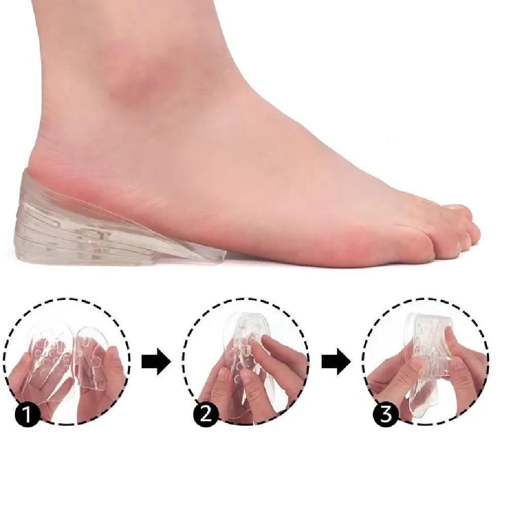 Par Palmilha Ortopedica Aumenta 5cm Calcanheira De Elevacao Gel 3-4 Fascite Esporao Pes Altos - 7
