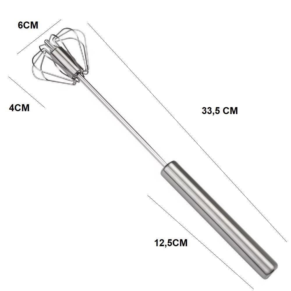 Batedor Automatico Misturador Ovos Inox Pressao Mixer Giratorio Manual Fuet Profissional Omelete Bebidas Massa Creme - 9