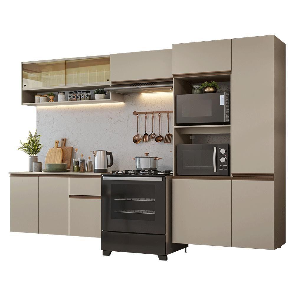 Armário De Cozinha Completa 300 Cm Suspenso Nice Madesa 07 Crema - 2