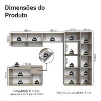 Armário De Cozinha Completa 300 Cm Suspenso Nice Madesa 07 Crema - 3