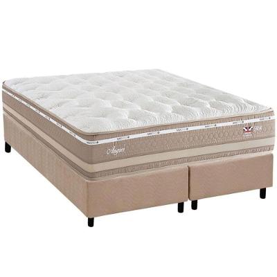 Cama Box Queen: Colchão Molas Ensacadas Herval Maxspring Angres + Base Crc Suede Clean (158x198)