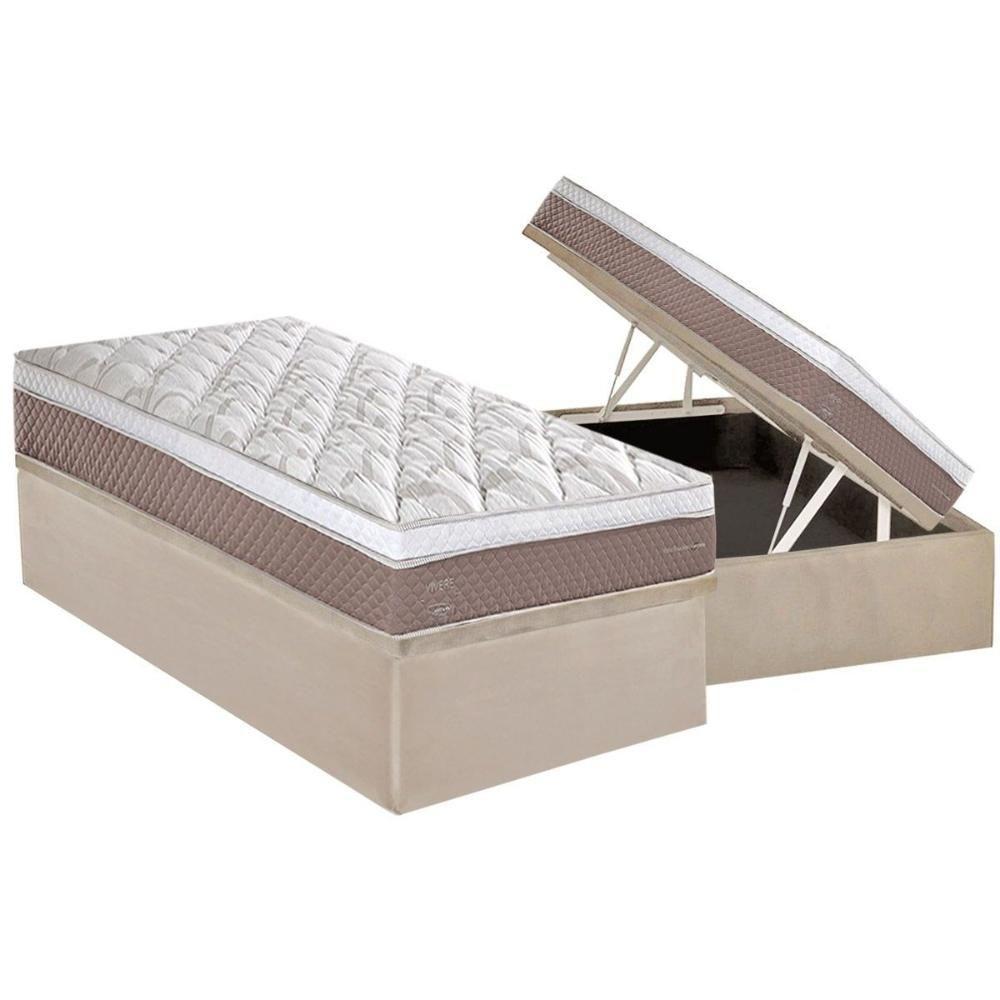Cama Box Baú Solteiro: Colchão Molas Masterpocket Ensacadas Herval C1624 + Base Crc Suede Clean (88x188) - 1