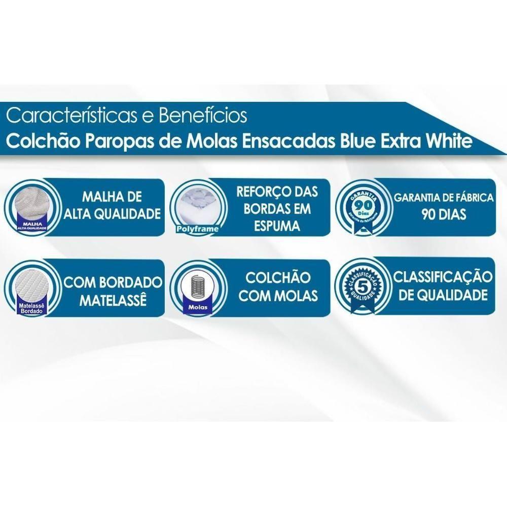 Cama Box Baú Solteiro: Colchão Molas Masterpocket Ensacadas Paropas Blue + Base Crc Linhão White (88x188) - 3